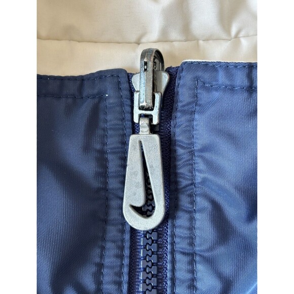 VTG Nike Jacket Mens XXL 2XL Big Swoosh Reversible Parka Stadium Coat Blue Long - Picture 10 of 15